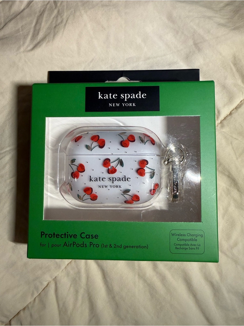 kate spade White AirPods Pro Case with Red Cherry Print